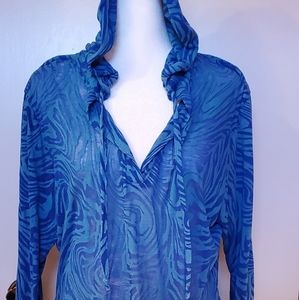 XL Cover Top 3/4 Sleeve Hood 5" Side Slit Blue Marika 🌊